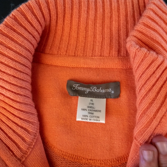 Tommy Bahama Cashmere Coral Sweater ¾ zip 3/4 zipper - Picture 6 of 6